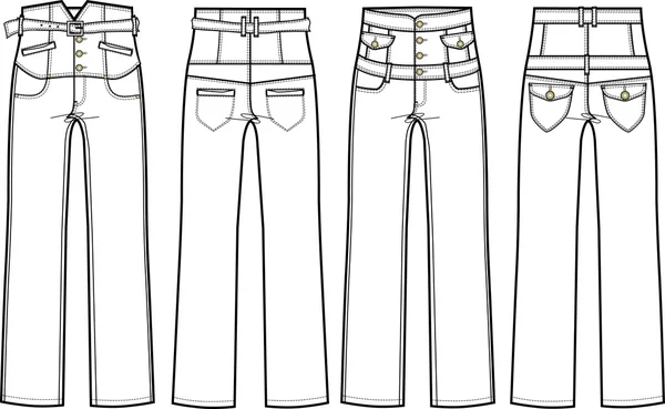 Jeans denim vita alta — Vettoriale Stock