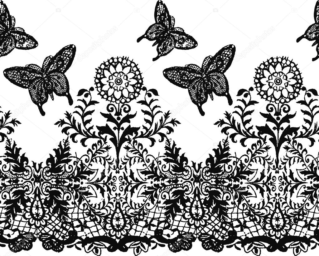 Seamless butterfly and flower pattern
