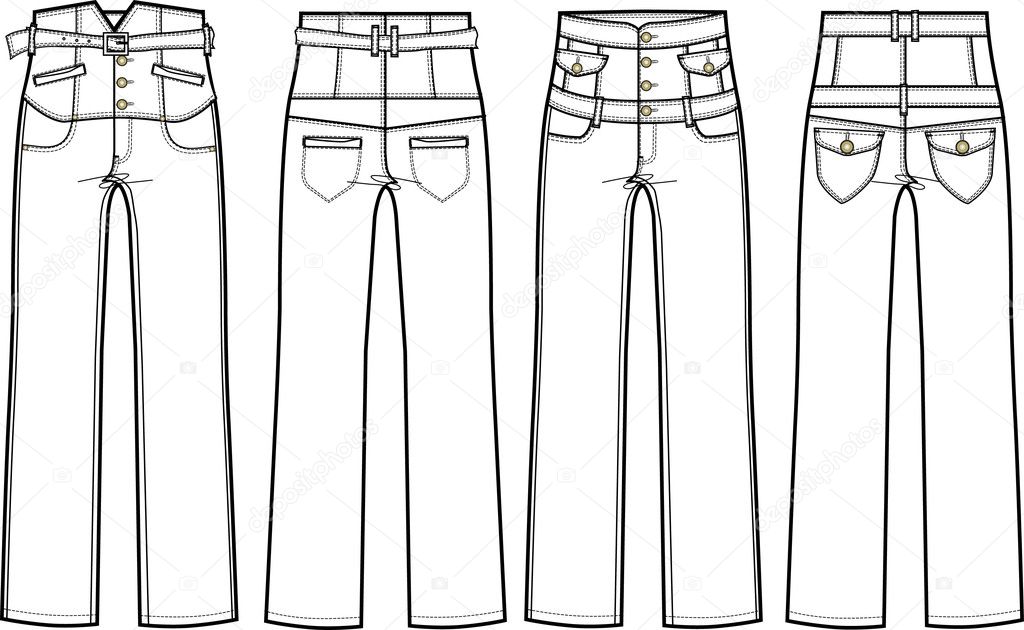 High waist denim jeans — Stock Vector © damidnight #10267618