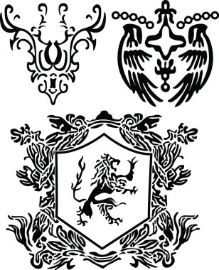 Heraldic scroll and crest element clipart