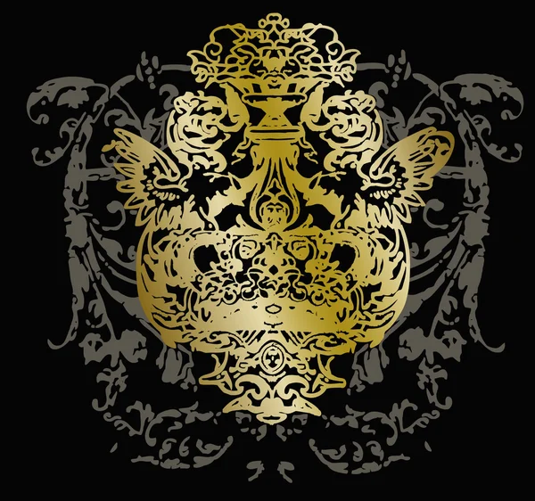 Espiral ornamentado emblema clássico — Vetor de Stock