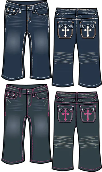 Flicka denim jeans design — Stock vektor