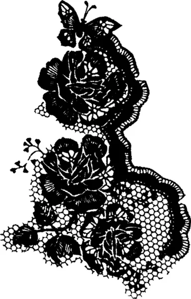 Fjäril och ros elegant spets print — Stock vektor