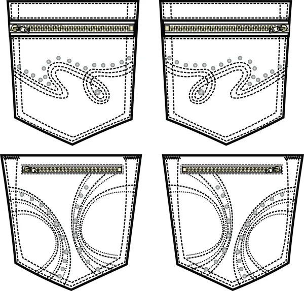 Design der Gesäßtasche mit Details — Stockvektor