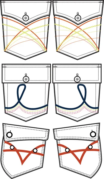 バック ポケットのデザインの詳細 — ストックベクタ