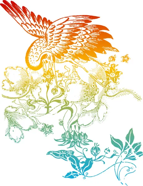 Oriental bird design — Stock Vector