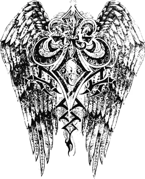 Вінтажний щит з крилом — стоковий вектор