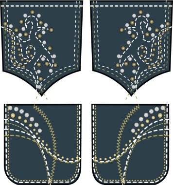 Stone and stitching back pockets clipart