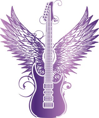 Guitar wing tribal wing clipart