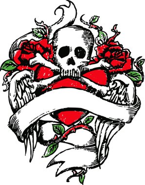 Skull rock tattoo emblem clipart