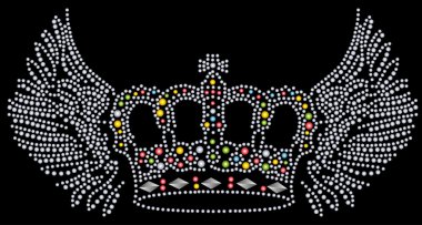 Crown with wing diamond graphic clipart