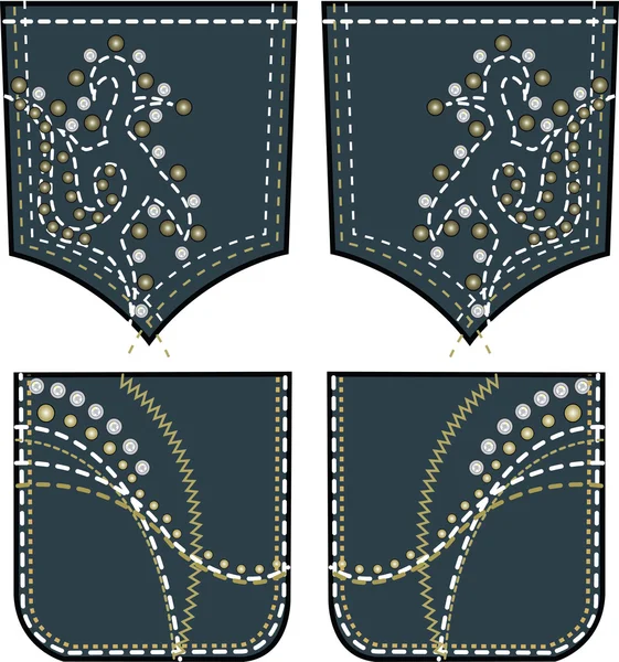Stone and stitching back pockets — Stock Vector