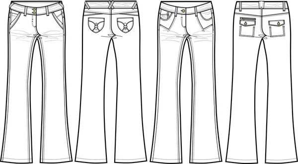 Jeans femme denim avec des détails — Image vectorielle