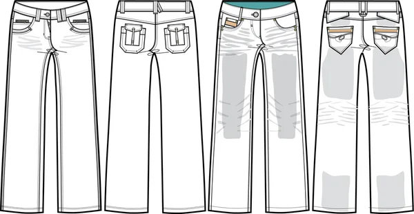Ladies denim jeans (boyfriend cut) — Stock Vector