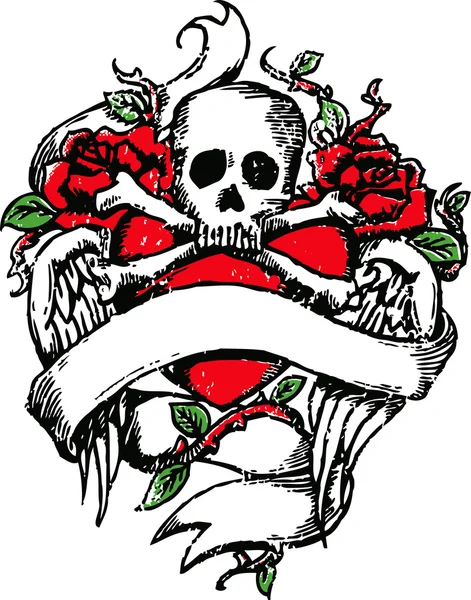 Crânio pedra tatuagem emblema — Vetor de Stock