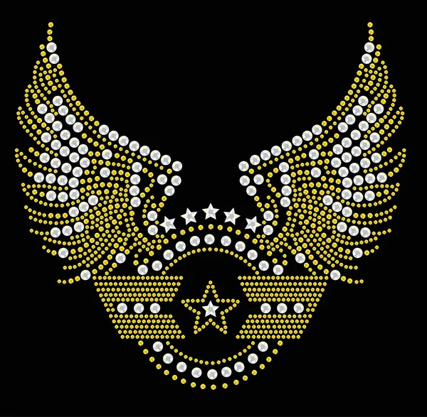 Beaded artwork with star and wing element — Stock Vector