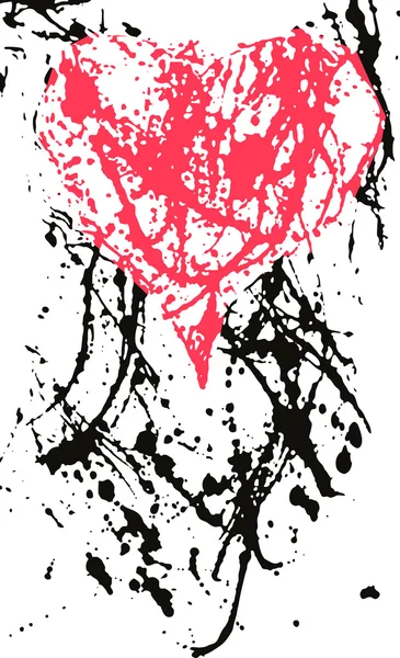 Artistiek hart in inkt splatter stijl — Stockvector
