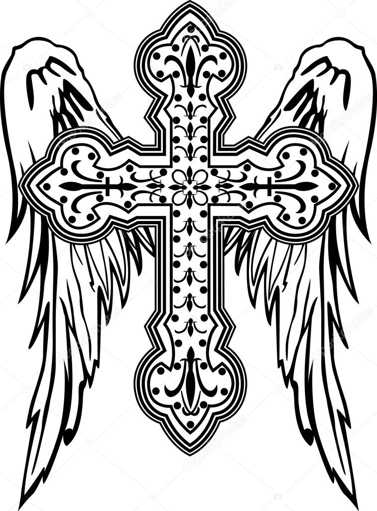 Cross with wing illustration