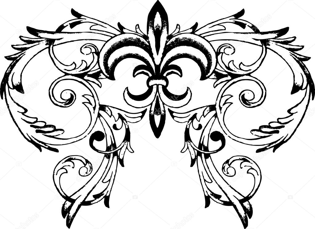 Fleur De Lis Symbol With Scroll, Fleur De Lis Mirror Clips