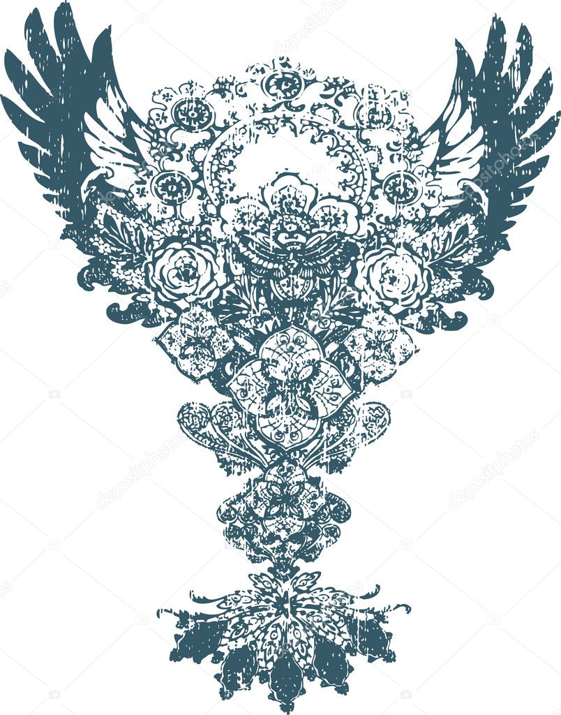 Paisley pattern with wing symbol