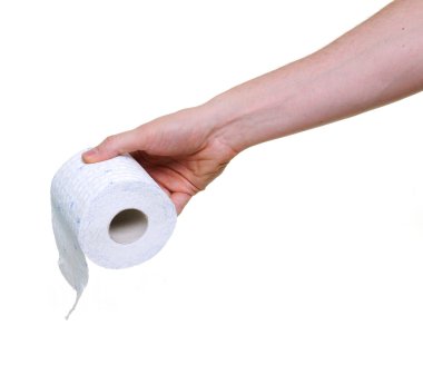 Hand holding toilet paper clipart