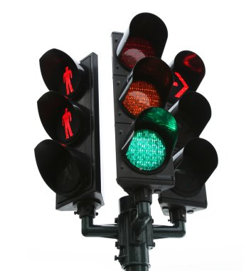 Traffic light isolated over white background clipart