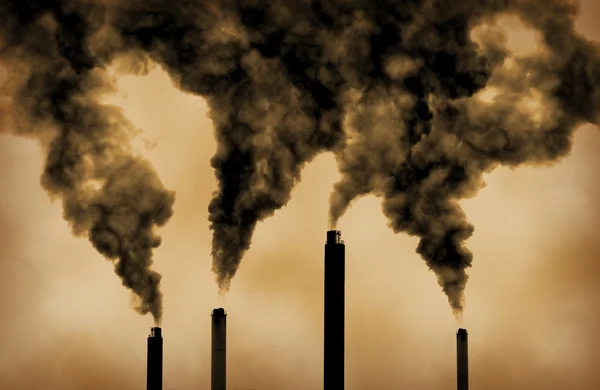 Global warming factory emissions pollution — Stock Photo, Image