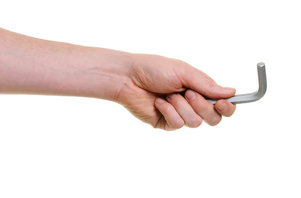 Ręka trzyma Klucz imbusowy — Zdjęcie stockowe