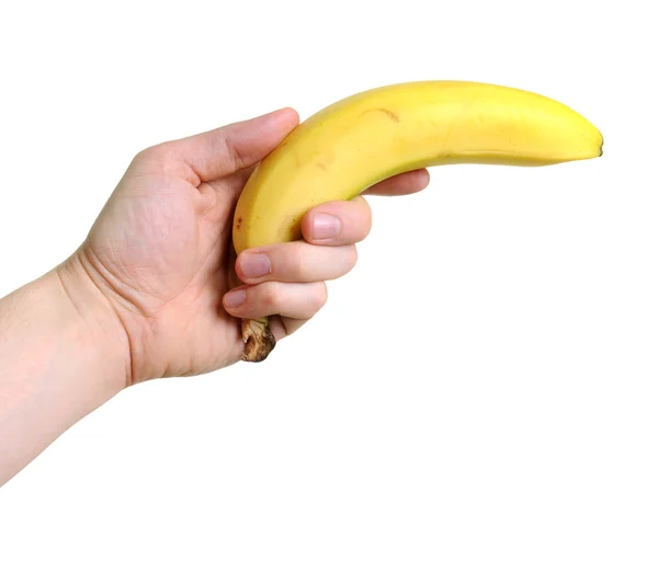 Mão apontando banana — Fotografia de Stock