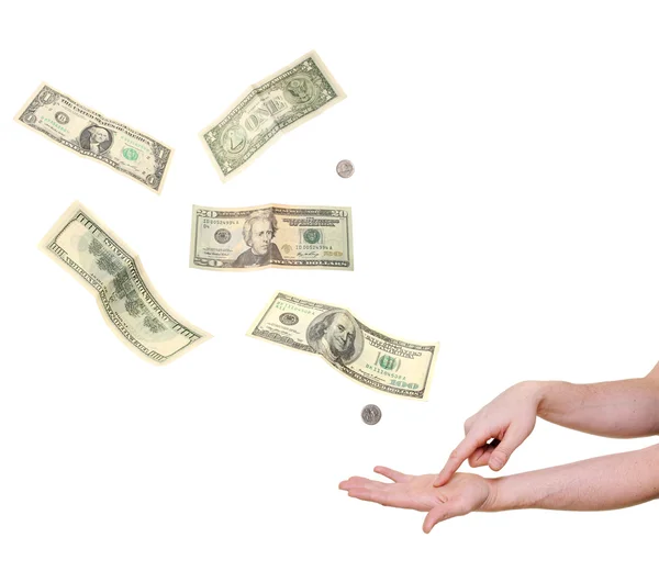 Hand pointing in palm demanding money — Stock Photo, Image