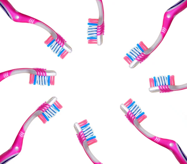 Bir daire içinde diş fırçaları — Stok fotoğraf