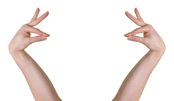Mani in gesto orientale isolate su sfondo bianco — Foto Stock