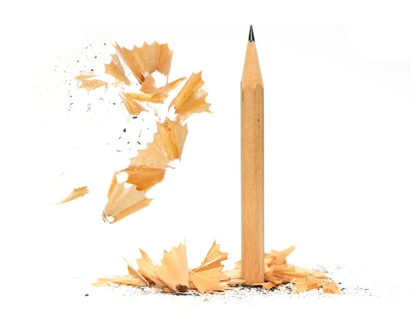 Bleistift und Holzspäne lizenzfreie Stockfotos