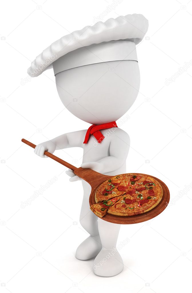 3d white pizza cook