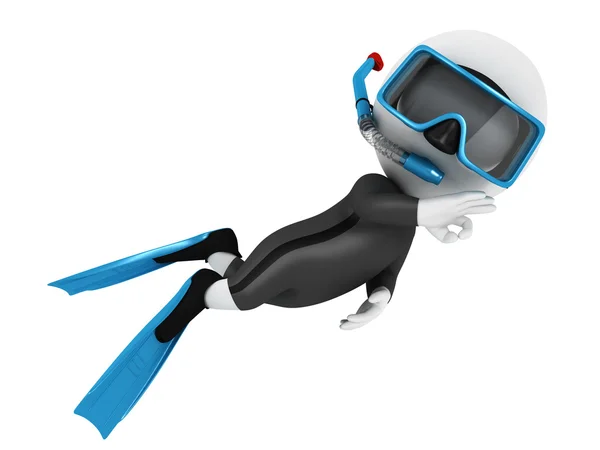 3d white scuba diver — Stock Photo, Image