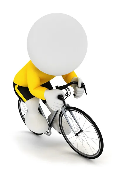 3d branco ciclista de corrida — Fotografia de Stock