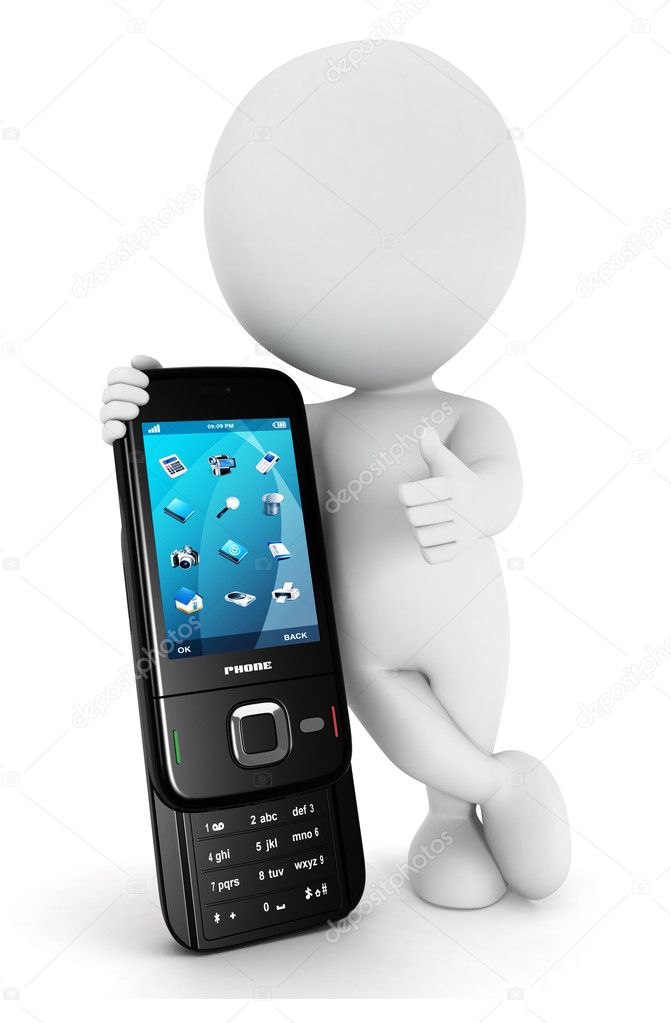 3d white loves mobile phone