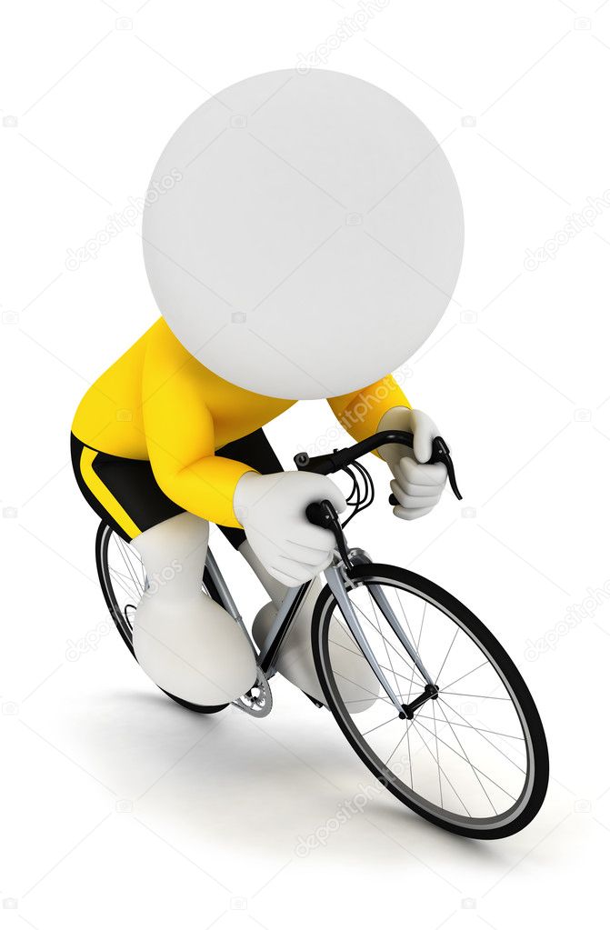 3d white racing cyclist