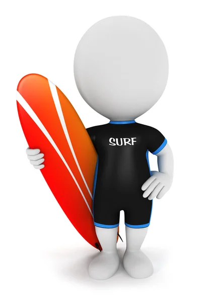 3d white surfer — Stock Photo, Image