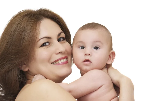 ここで赤ちゃんを持つ若い母親の肖像画 — ストック写真