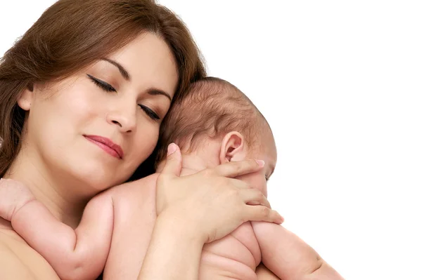 Portrét mladé matky s dítětem zde — Stock fotografie