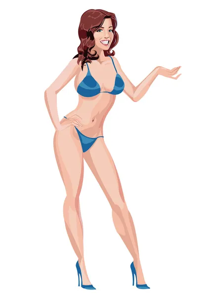 Meisje in blauwe bikini — Stockvector