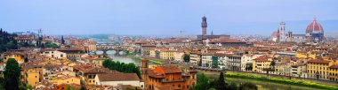 Arno river, Old Bridge and much roofs of cities building at Flor clipart