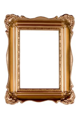 Antique gold picture frame isolated on white clipart