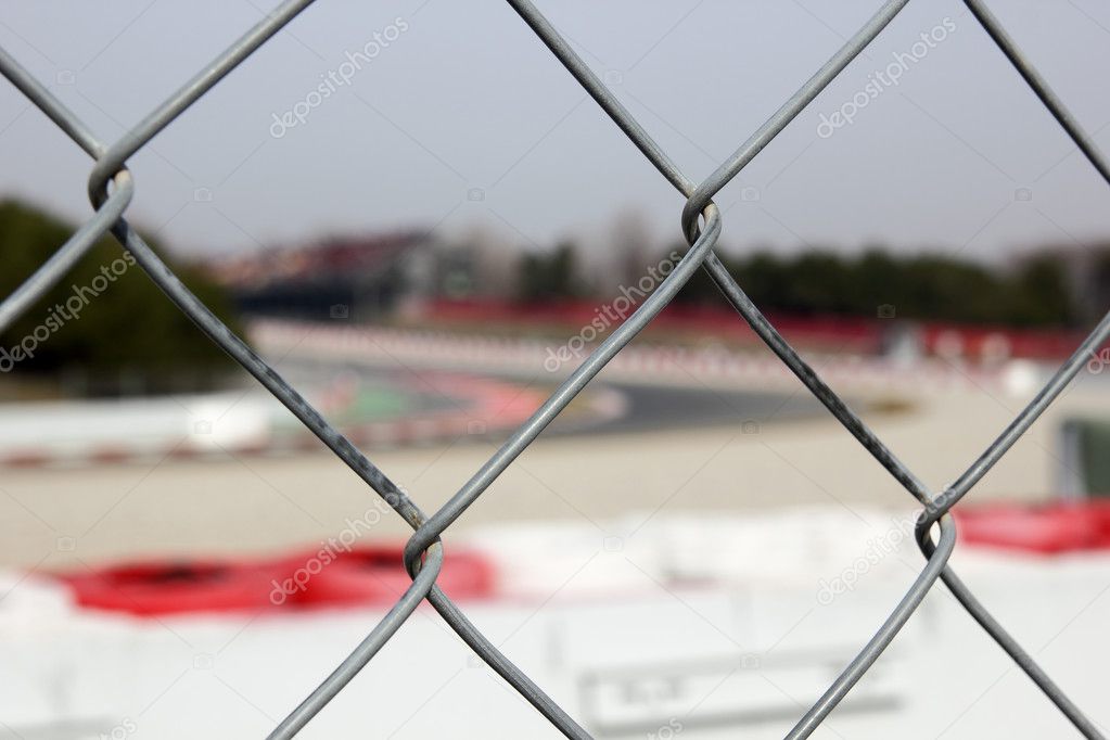 Race track behind the fence
