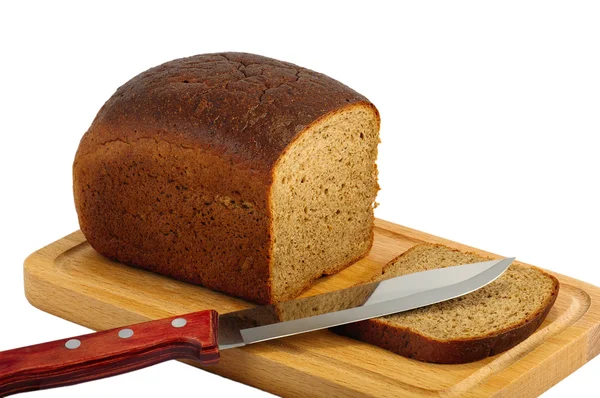 Pão, tábua e faca — Fotografia de Stock