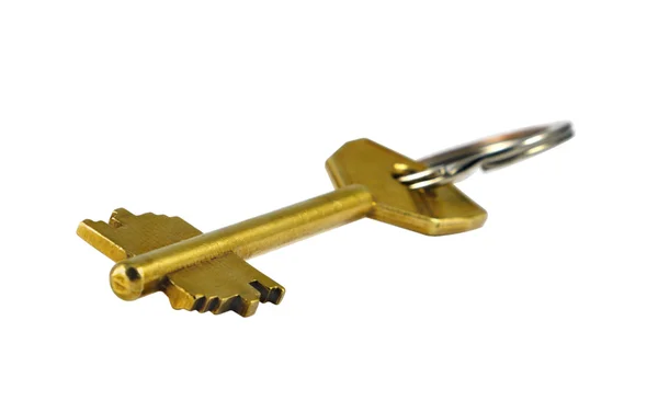 Złoty klucz ze ścieżką przycinającą — Zdjęcie stockowe