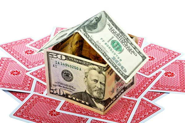 Money House And Cards — Stock Photo, Image