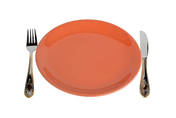 Empty Plate With Fork And Knife — Stock Photo, Image