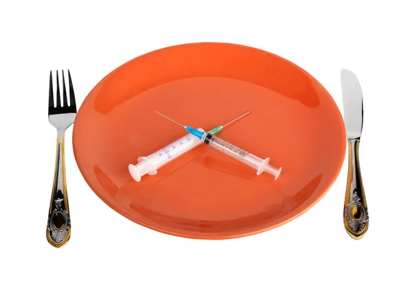 Plate With Two Syringe — Stock Photo, Image